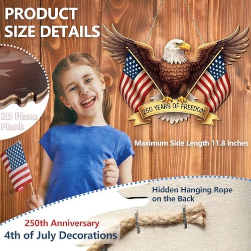 Patriotic Eagle Sign Fits 4th of July 250 Years of Freedom - Image 3