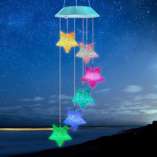 Solar Wind Chimes Outdoor, Color Changing Star Gift for Mom Grandma by Zeiliuled