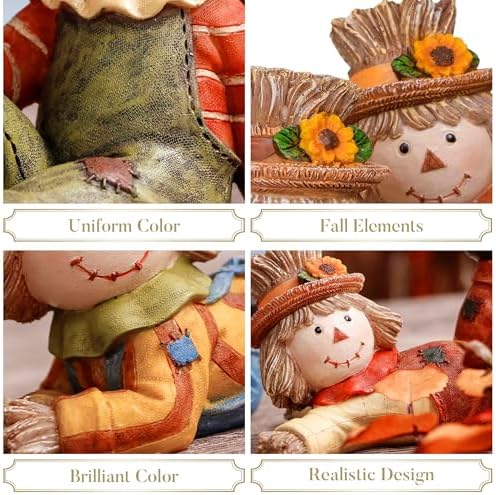 Valery Madelyn Scarecrow Fall Decorations for Home, 3 Pcs Fall Decor for Table Indoor Outdoor, Resin Thanksgiving Decorations Garden Pumpkins Figurines for Autumn Harvest Porch Tiered Tray, 3" - Image 5