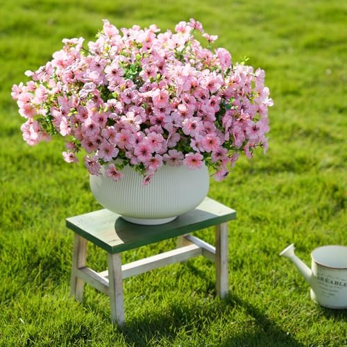 24 Bundles Artificial Flowers for Outdoor Realistic Faux Flower Spring Summer Garden Home Decoration, Hanging Daisy with Eucalyptus Leaves Fake Plants Greenery Balcony Porch Patio Front Door Decor - Image 4