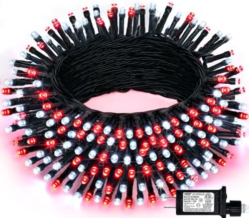 JMEXSUSS 200 LED Red and White Christmas Lights, 66ft String Lights Plug in by JMEXSUSS