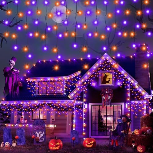 49FT 480LED Orange Purple Halloween Lights Outdoor 8 Modes Plug-in by Heceltt