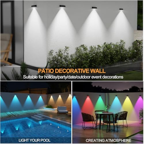ZCXLIGHT Solar Fence Lights,Fence Lights Solar Powered Waterproof IP65 Multicolor Led 12 Fixed Colors ＆RGB Color Changing for Pool, Deck, Patio, Porch, Stairs, Holiday-8pack - Image 4