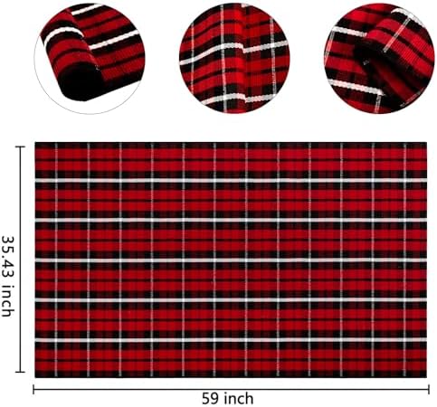 Christmas Outdoor Rugs 3' x 5'Red Black Buffalo Plaid Front Porch Rug Hand-Woven Machine Washable Indoor/Outdoor Layered Door Mats for Entryway/Bedroom/Outdoor - Image 2