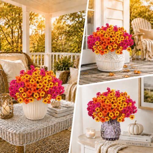 Geegoods 12 Bundles Artificial Fall Petunia Flowers for Outdoor Planters - Image 7