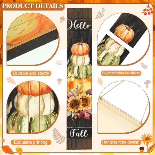 Farmhouse Fall Porch Signs 47" Wooden Outdoor Fall Porch Decor for Home - Image 3