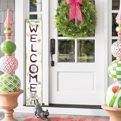 Easter Porch Sign 47" Rabbit Front Door Wooden Welcome Signs Indoor Outdoor Holiday Hanging Decoration For Home Yard Farmhouse Party Decor - Image 5