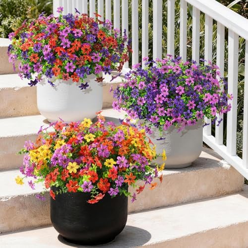 Artificial Flowers for Outdoors Spring Summer Decoration, 12 Bundles Fake Plants UV Resistant Realistic Faux Flower Silk Daisy with Eucalyptus Stem for Patio Planter Porch Yard Window Box Balcony - Image 5