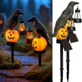 Dazzle Bright 2 Pack Halloween Crow Pathway Lights Outdoor, Solar Powered Resin Crow with Pumpkin Walkway Lights, Stake Light for Halloween Pathway Garden Lawn Yard Gifts Decoration by DazzleBright