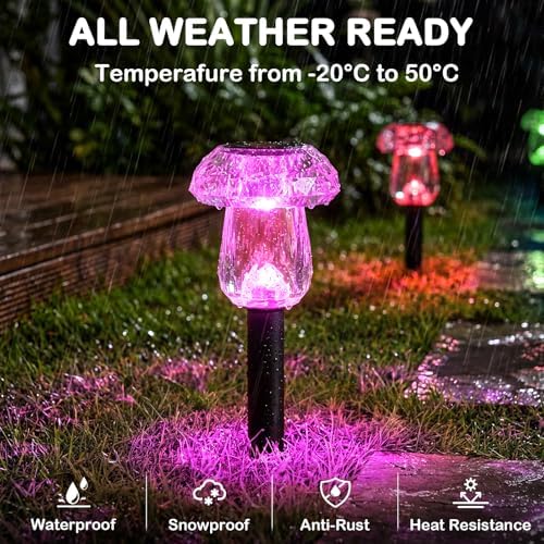Solar Lights Outdoor 8 Pack Color Changing Mushroom Garden Lights - Image 3