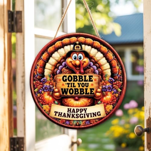 Thanksgiving Turkey Decorations Door Sign for Home, Gobble ’Til You Wobble - Image 7