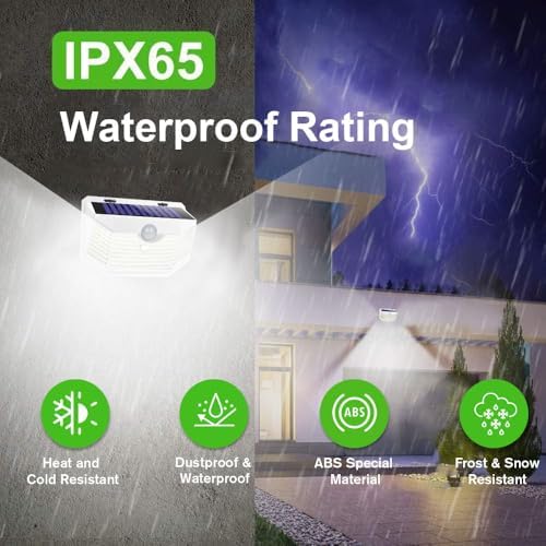 HMCITY 120 LED Solar Lights Outdoor with Motion Sensor, 2 Pack, White - Image 5