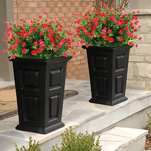 RECUTMS 12Pc Artificial Red Flowers Artificial Eucalyptus Front Porch Decor - Image 5
