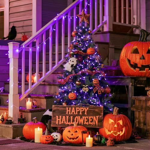 JMEXSUSS Connectable 8 Modes 100 LED Purple Halloween Lights Indoor Plug in - Image 3