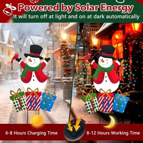 BRIGHTDECK Christmas Metal Stake Lights Outdoor Decorations, Joy Snowman - Image 5