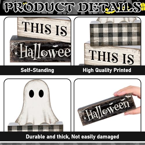 Lineshading 4 Pcs Halloween Table Decor For Home Ghost Tiered Tray Decor - Image 4