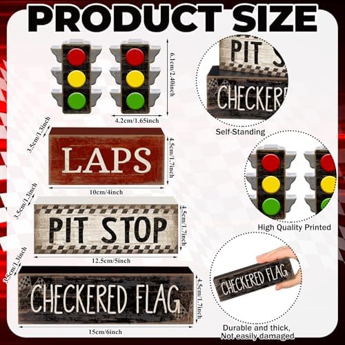 Lineshading 4 Pcs Race Car Wooden Tiered Tray Decor Tabletop Block Signs - Image 4