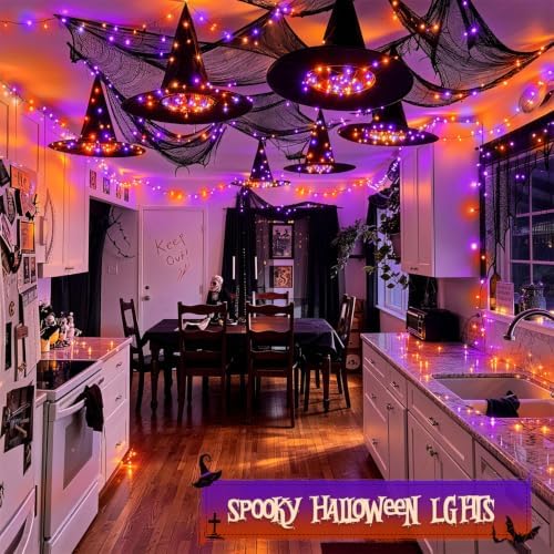 JMEXSUSS 250LED Orange and Purple Halloween String Lights Plug in - Image 2