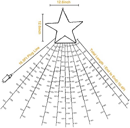Outdoor Christmas Decorations Star String Lights, 320 LED 11.5 ft Waterfall Tree Lights with 8 Lighting Modes Christmas Star Lights for Indoor Outdoor Yard Home Festival Party Xmas New Year Decor - Image 4