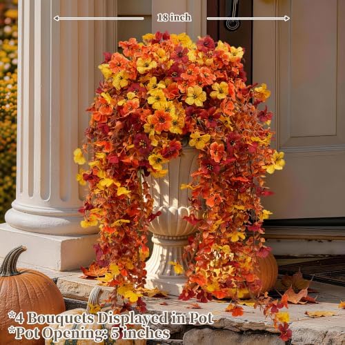 ColoPlay Artificial Mums for Outdoors Fall Decor, Faux Fake Hanging Flowers - Image 4