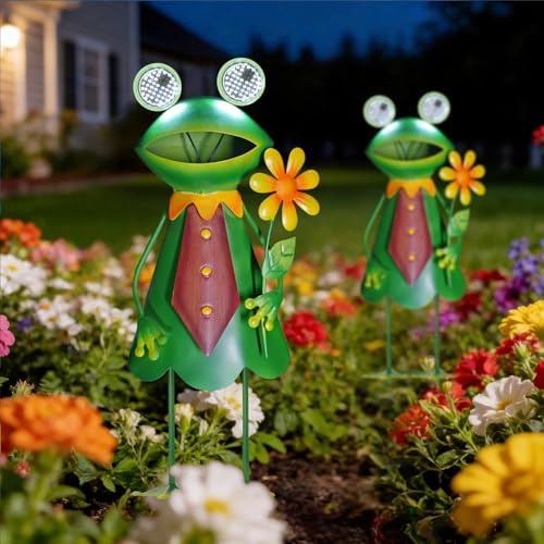 HONGLAND Solar Frog Garden Statue with Blinking LED Eyes Gifts for Women - Image 6