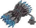 Novelty Lights 11 Ft 50 Bulbs Incandescent Mini Lights, Teal on Brown Wire by NoveltyLights-LightExperts