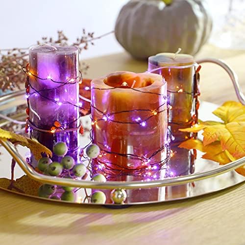 MIYA LIFE Purple Orange Halloween Fairy Lights Battery Operated - 10FT 60LEDs with Remote & Timer Halloween Lights Indoor for Thanksgiving Decorations Mini Halloween Lights - Image 6