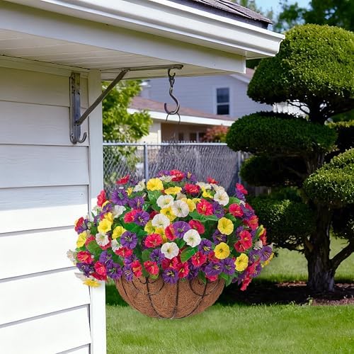Ammyoo Artificial Fake Hanging Flowers with Basket for Spring Summer Decor - Image 2