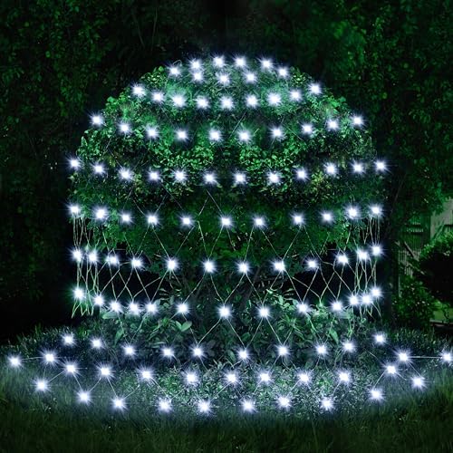 JOYIN 200 LED Christmas Net Lights, 6.5X 10FT Christmas Mesh Lights with 8 Modes, Connectable, Waterproof for Bushes Trees Yard Indoor Outdoor Xmas Decorations (Cool White) by JOYIN