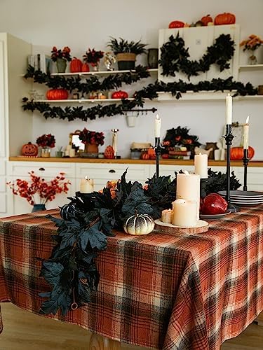 PARTY JOY Black Artificial Maple Leaf Garland - 6PCS 5.6Ft Halloween Decor, Gothic Fall Vines for Front Porch, Thanksgiving Autumn Table Centerpiece & Wall Hanging - Image 5