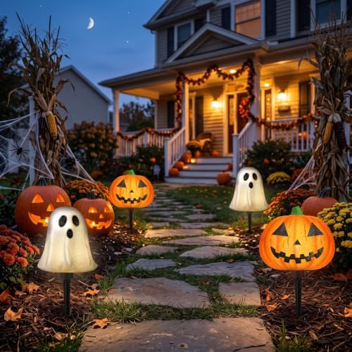 Aurelema Halloween Pumpkin Ghost Porch Light Cover - Flexible Light Cover Classic Shape for Home Fixtures Outdoor Decoration (2 Pcs,Pumpkin and Ghost) - Image 4