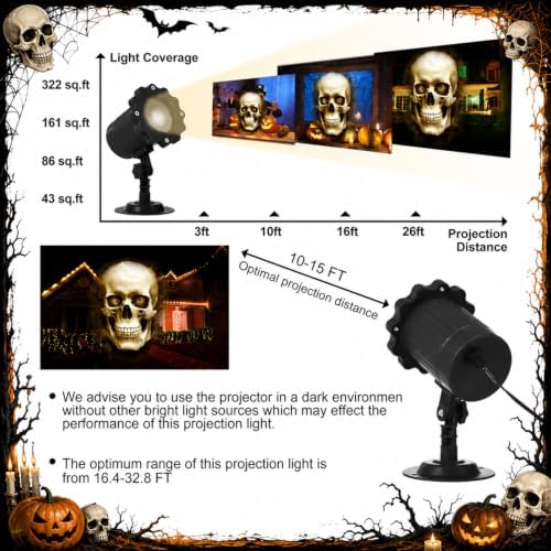 Treela Halloween Skull Projector Light Outdoor Skull Decorations, White - Image 4