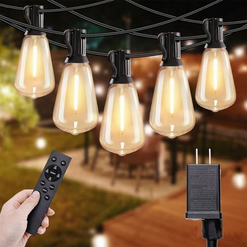 SANBEN Outdoor String Lights-50ft 25+1 ST38 Bulbs Patio Lights with Remote by SanbenLighting