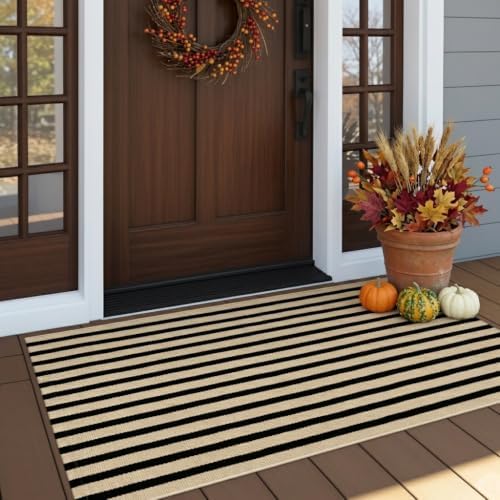 OJIA Outdoor Porch Rug Fall Front Door Mat 24"x51", Black and Tan Rugs by OJIA