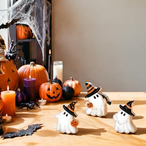 Smile Halloween Wooden Standing Decor Set Cute Ghost with Witch Hat - Image 5
