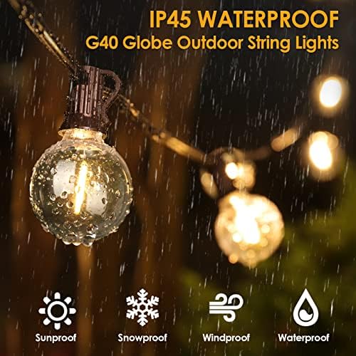 Mlambert 200Ft(4x50Ft) Outdoor String Lights, G40 Globe Patio Lights Connectable with 100+6 Waterproof LED Bulbs for Backyard Garden Porch-Black Wire - Image 4