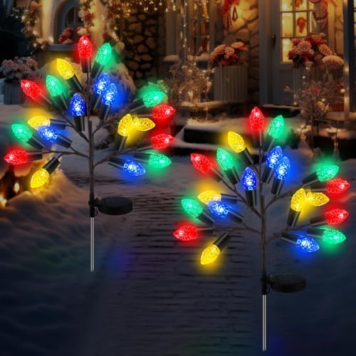 Glooglitter 2 Pcs Christmas Solar Pathway Lights Outdoor Decorations by Glooglitter