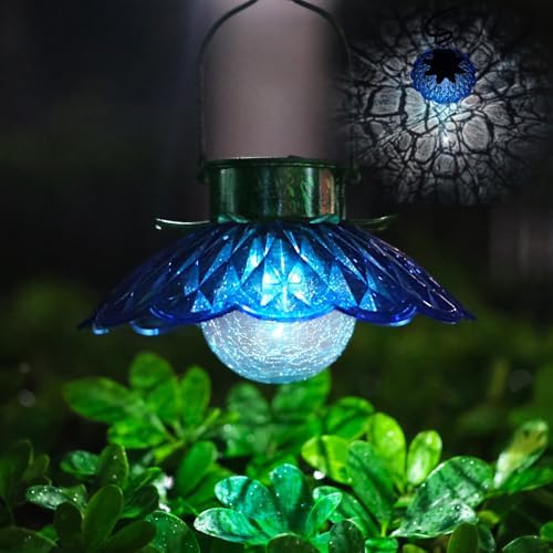 Solar Lights Outdoor Waterproof Solar Flower Light with Crackle Globe Glass by XUWEN