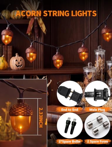 8.5 FT Fall String Lights with 10 LED 3D Acorn Plug in Autumn Décor Lights - Image 5