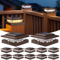 kolpop 4x4 Solar Post Cap Lights Outdoor 12Pack- 3 Color Temperatures&2 Level Brightness, IP65 Waterproof, 16 LED Fence Deck Post Light Solar Powered Only for 4×4/3.5×3.5 Wood/Vinyl Posts(Brown) by kolpop