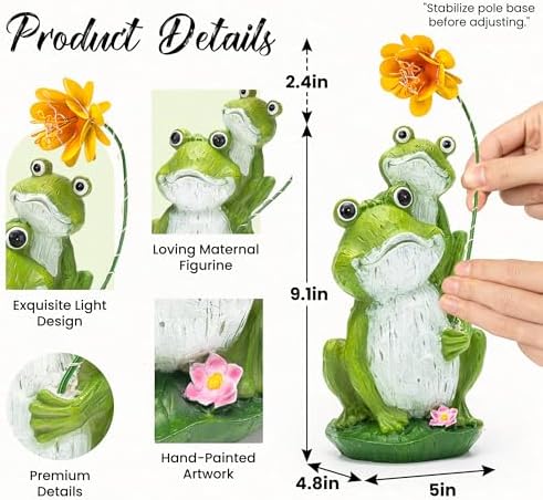 GIGALUMI Solar Garden Statues, Loving Frog Garden Decor - Image 3