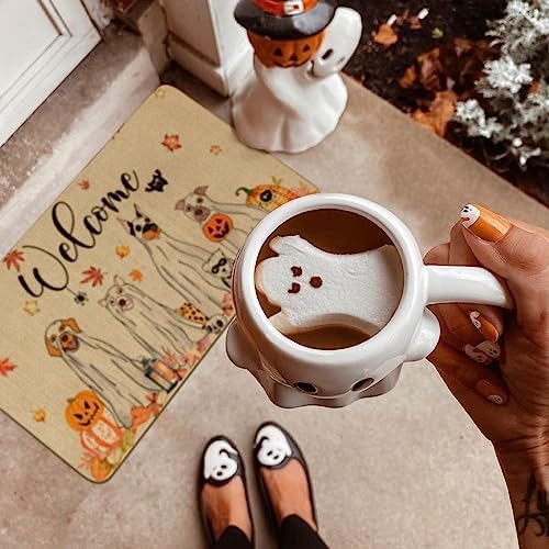 Halloween Fall Door Mat,Halloween Ghost Dogs Pumpkin Outdoor Mats for Front Door,Halloween Indoor Entrance Non-Slip Doormat,Fall Entryway Welcome Rubber Mats for Front Porch Decor 30" x 17" - Image 4