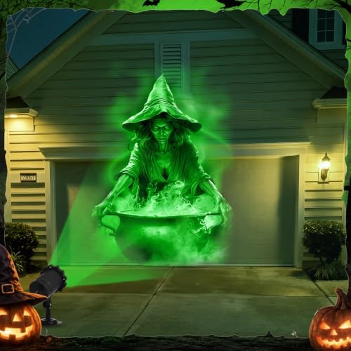 Treela Halloween Projector Outdoor Light Decoration, Witch and Cauldron - Image 2