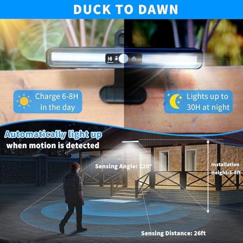 Clip On Solar Lights Outdoor with PIR Motion Sensor (Black ,6 Pack ,6000K) - Image 3