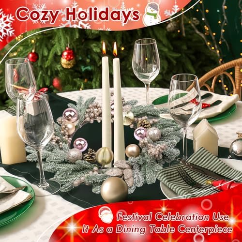 Christmas Wreaths for Front Door Decor Flower, 20" Winter Pine - Image 7
