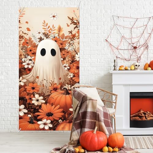 Tudomro Halloween Ghost Door Cover 70.8x35.4 Inches Banner,Fall Ghost - Image 5