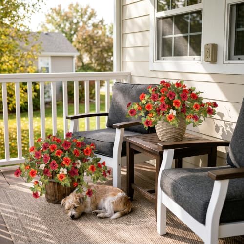Ammyoo Artificial Fall Flowers Fake Petunias Plants for Outdoor Decoration - Image 7