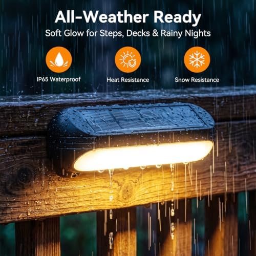 Ahaorigin Solar Outdoor Lights for Deck 4 Pack, Upgraded RGB Solar Fence Lights with Color Changing & Warm White Mode, Waterproof LED Solar Powered Light for Yard, Wall, Stairs, Pool and Step Decor - Image 5