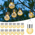Outdoor Solar Lanterns,Solar Globe Lights Waterproof Hanging Decorative Cracked Glass Balls Light Up Ornaments for Shepherd Hook Tree Umbrella Fence Garden Yard Decor 12 Pack (Warm White) by Unknown
