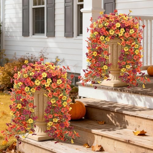 Hommyea Artificial Fake Fall Flowers Plants for Outdoors Mums Home Decor - Image 5